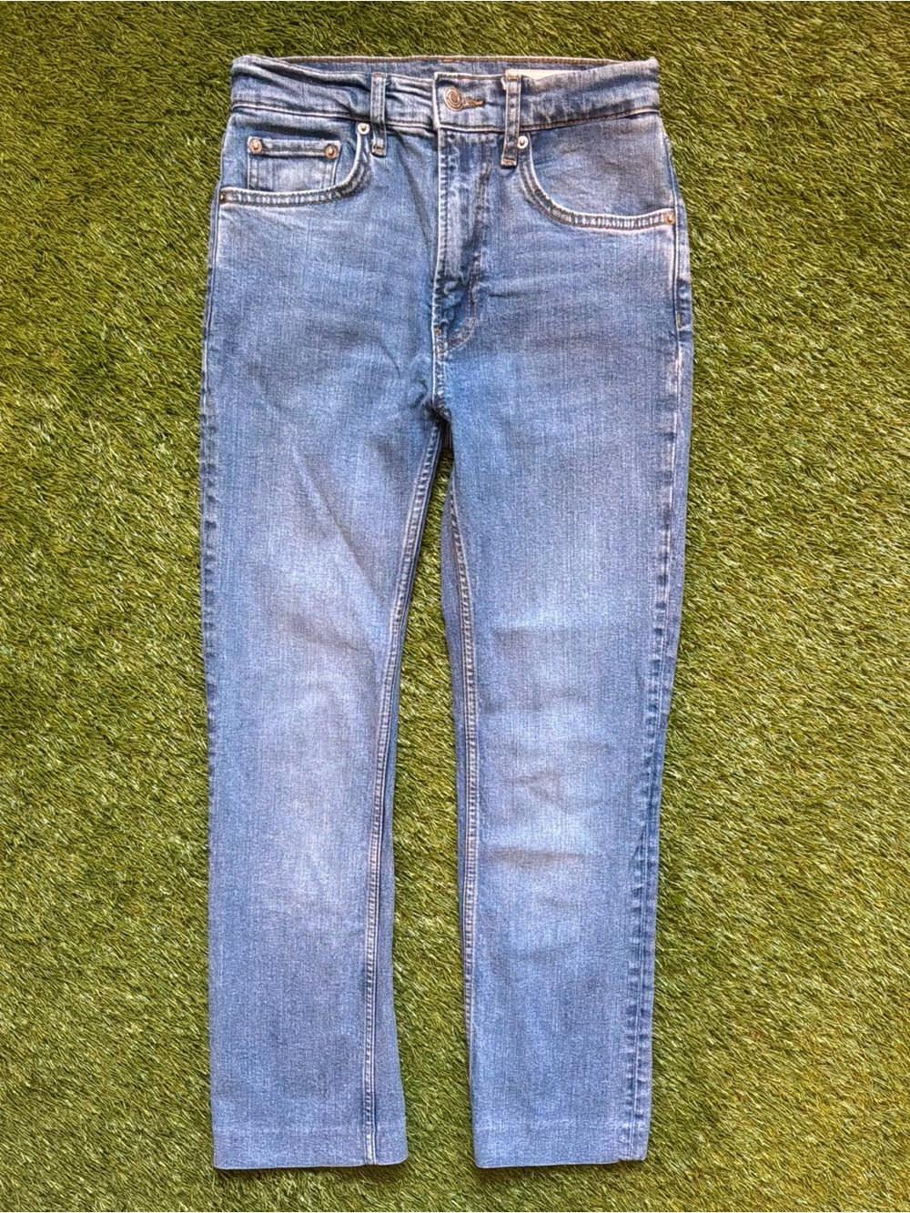 Zara High Rise Straight Leg Jeans Light Wash Size 2